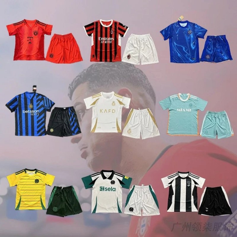 AC Milan multi-club kids jersey set, sizes 16–28, listed under brand Limanlian