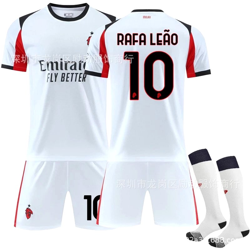 Retro-Style AC Milan White Football Jersey With Numbered Prints, Sock and Pad Options