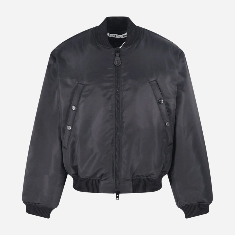 Acne Studios MA-1 Style Bomber in Matte Satin, Oversized Collegiate Cut