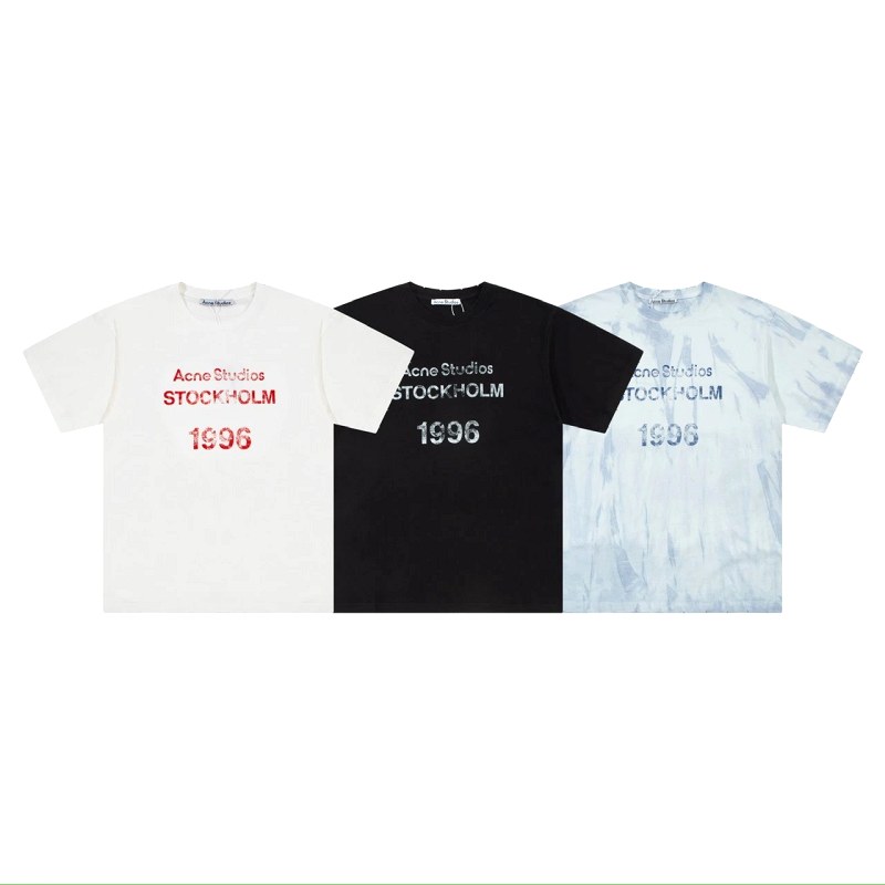 Acne Studios STOCKHOLM 1996-style logo tee — 250–300g cotton, loose short-sleeve fit