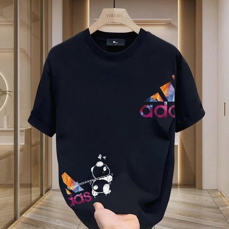 Adidas Black Crew-Neck Tee in a Loose, Lightweight Cotton Build