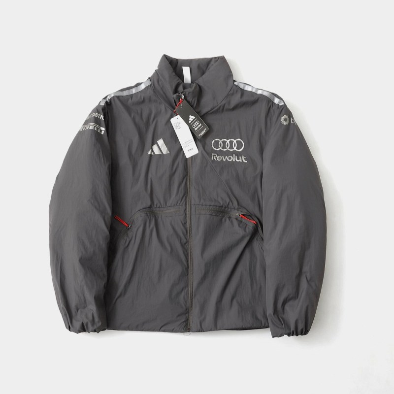 Adidas x Audi Motorsport F1 Padded Jacket in Gray, Cut With an Oversized Drop-Shoulder