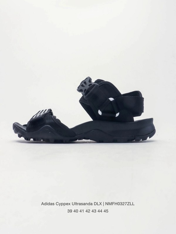 Adidas Cyprex Ultra Sandal DLX: Black Textile Slide with an Adjustable Strap