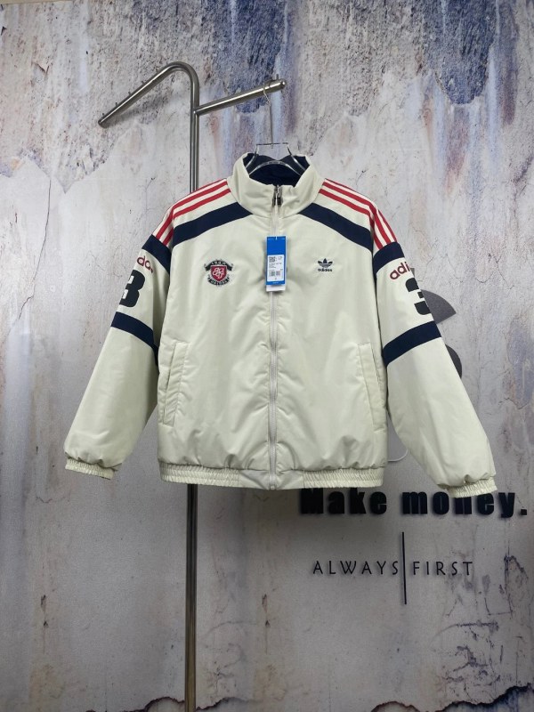 Adidas Reversible Padded Jacket: Collegiate Cream Face, Navy Reverse