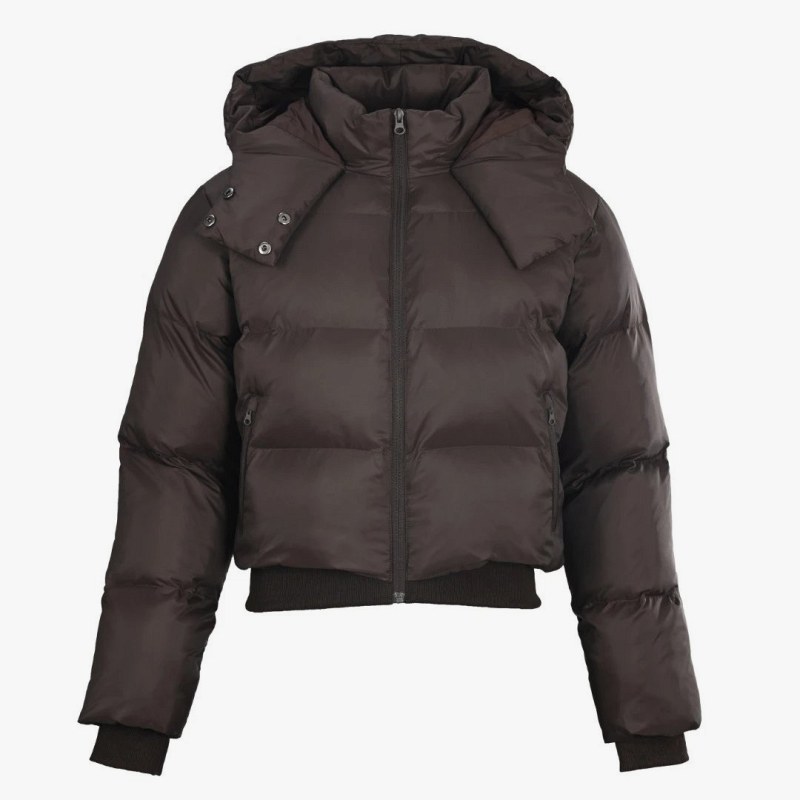 Alo Yoga Cropped Ribbed Hooded Puffer With Gold-Tone Logo