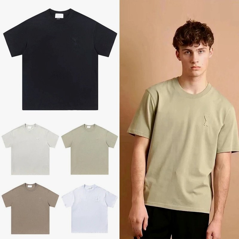 Ami Paris Loose-Cut Cotton Crew-Neck Tee With Embroidered Heart Logo