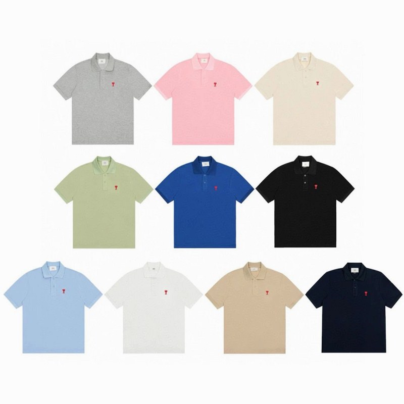 Ami Paris Cotton Jersey Tee Collection: 270g, Relaxed Cut, 22 Colorways
