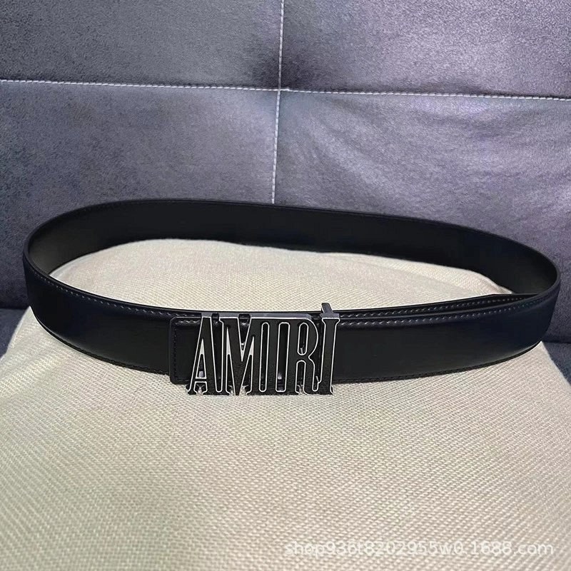 Amiri Black Belt with Alloy Smooth-Buckle Hardware and 17 Finish Variants