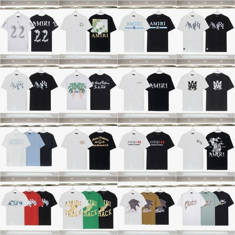 Amiri Logo-Print Cotton Tee Collection in Loose-Fit Crew Necks