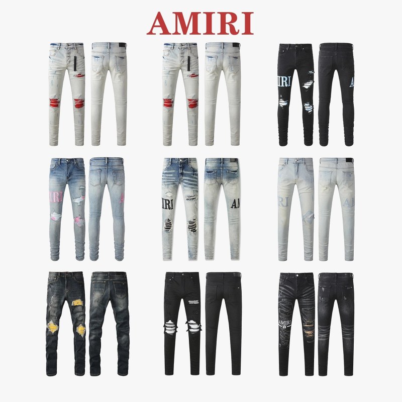 Amiri-Style Multicolor Denim: High-Stretch Straight-Leg With Embroidery