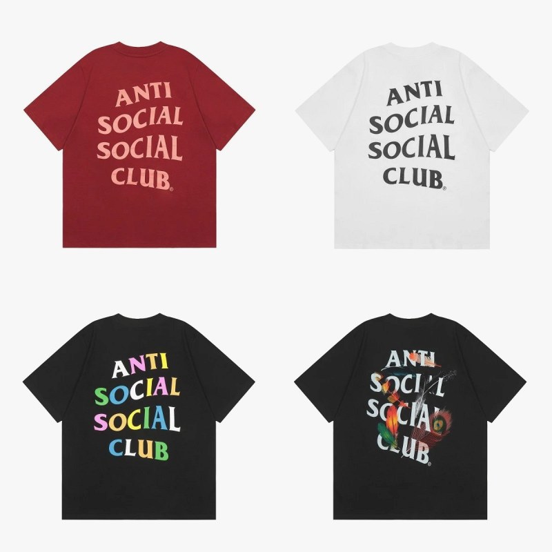 Anti Social Social Club lettered crew-neck tee in 230g combed cotton, offered in 13 colorways