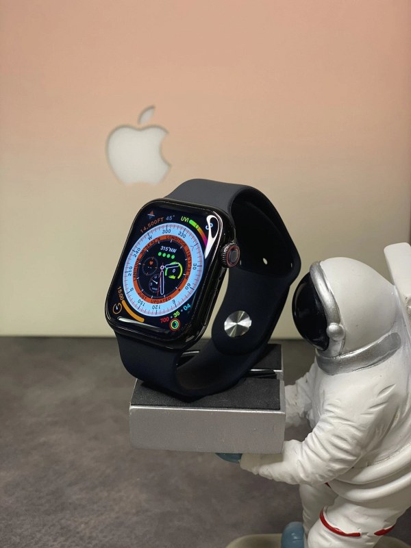 Apple Watch-Style Square Smartwatch in Black With Card Slot and Health Sensors