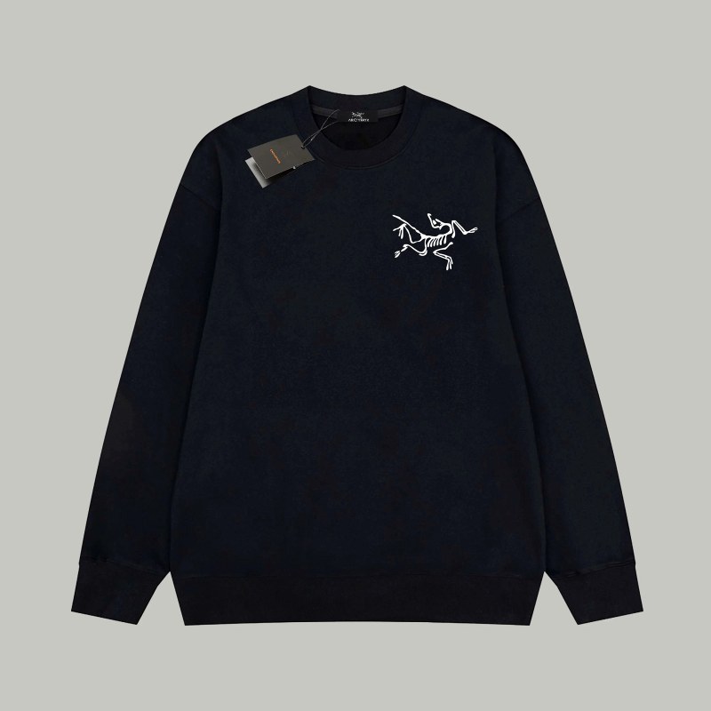 Arc'teryx-Style Black Crewneck Sweatshirt in 420g Cotton Terry