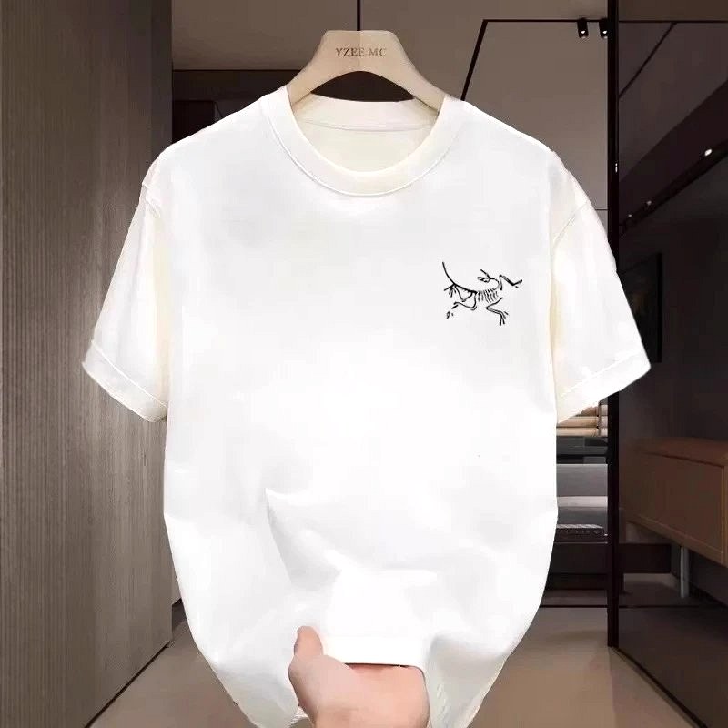 Arc'teryx cotton crew tee with a geometric print, offered in 200g and 250g long-staple cotton