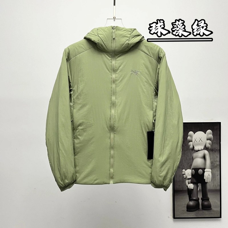 Arc'teryx Atom-style synthetic insulated jacket in green, sizes S–XXL