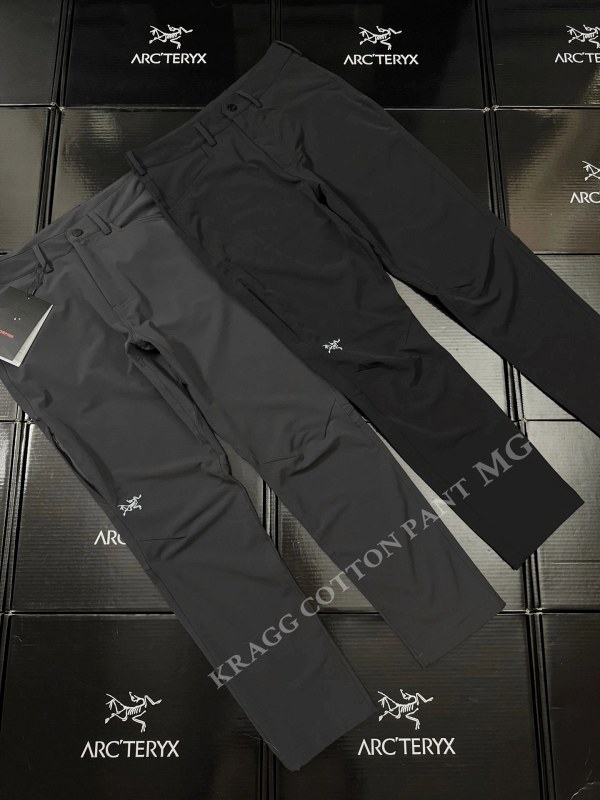 Arc'teryx KRA Cotton Pant: a gray stretch-cotton five-pocket trouser with rivet-reinforced corners