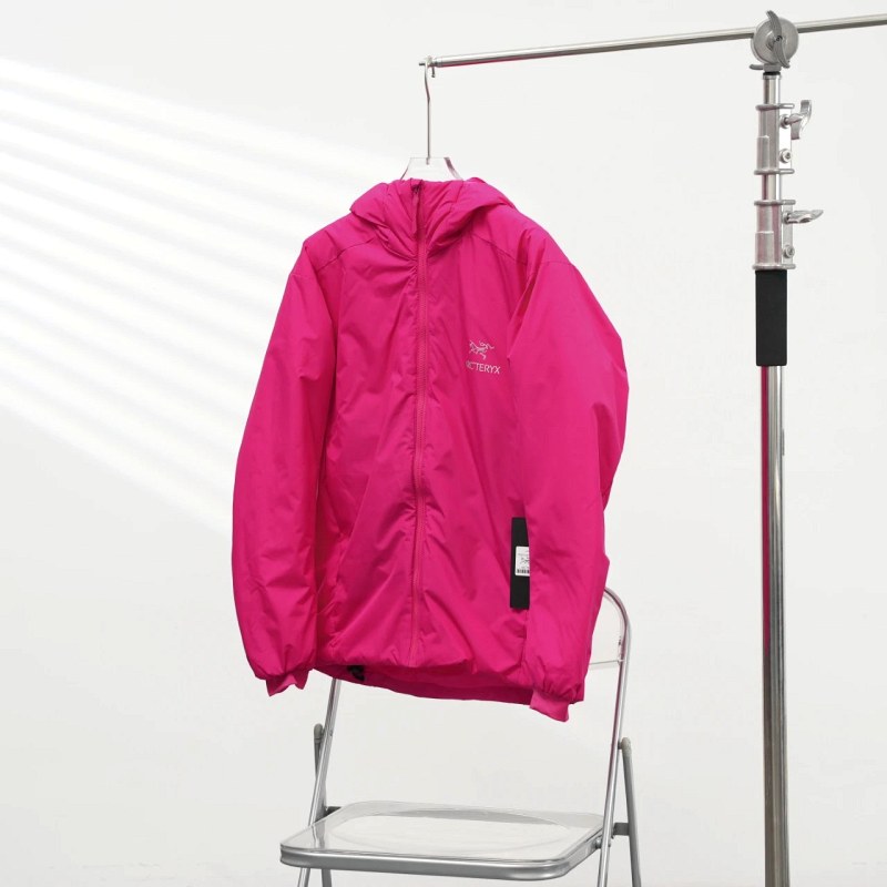 Arc'teryx Atom-style insulated jacket in Ronghao Pink, listed S–3XL