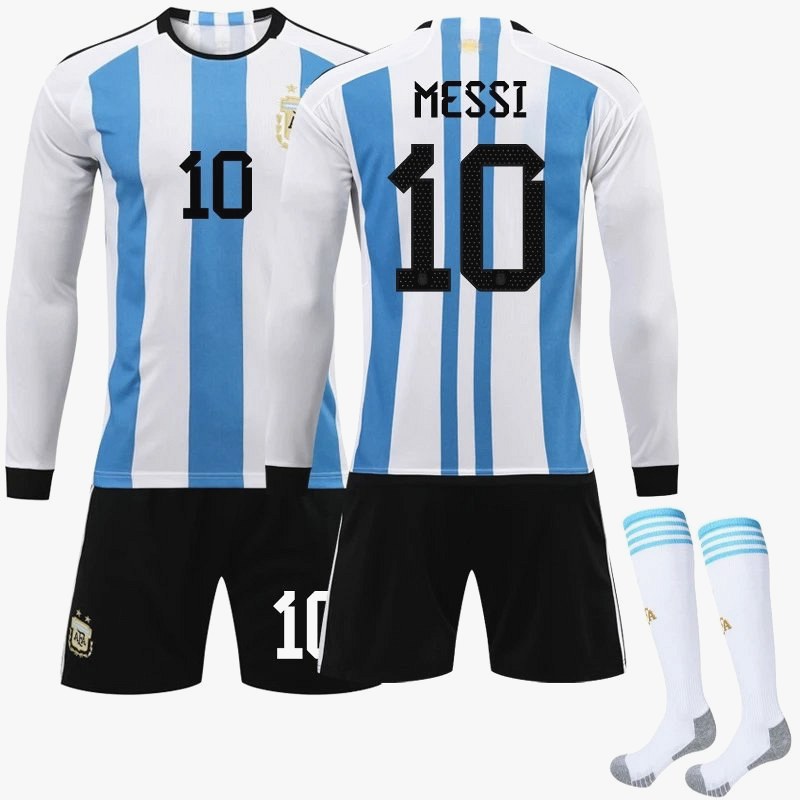 Argentina 2022 Two-Piece Football Kit in Polyester, Sized 16 to 3XL, With Optional Printed Names