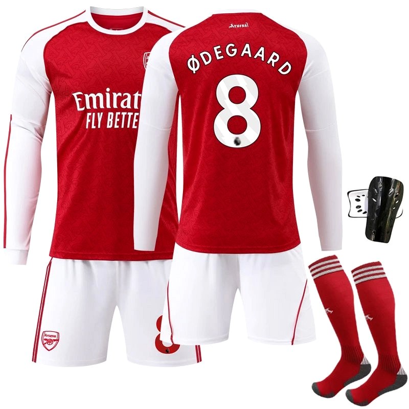 Retro-Style Arsenal Home Jersey in Red and White, With Number, Sock, and Guard Options