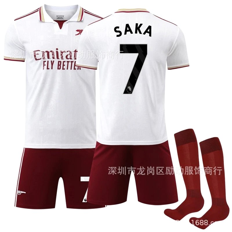 Arsenal Retro-Style White and Red Football Jersey in Polyester, Sold as a Fan-Replica Build