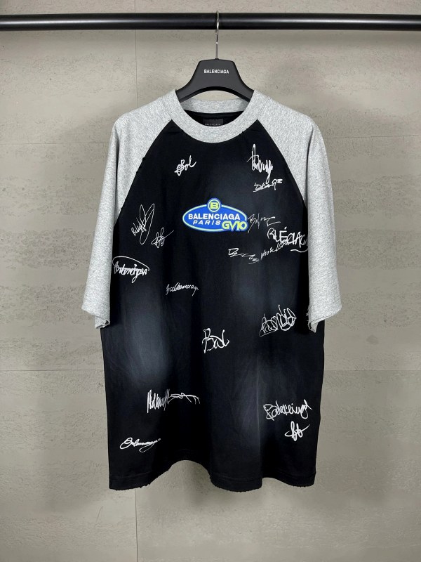 Balenciaga Raglan Color-Block Graffiti Tee in the Brand's Oversized Drop-Shoulder Cut