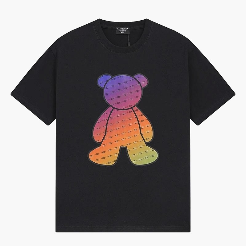 Balenciaga black bear-print tee in a loose cut with 260 gsm combed cotton