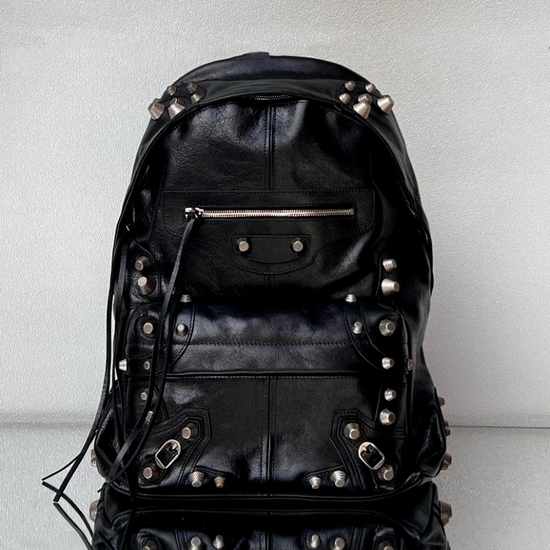 Balenciaga Le Cagole Studded Lambskin Backpack, 35 cm Wide with Laptop Space