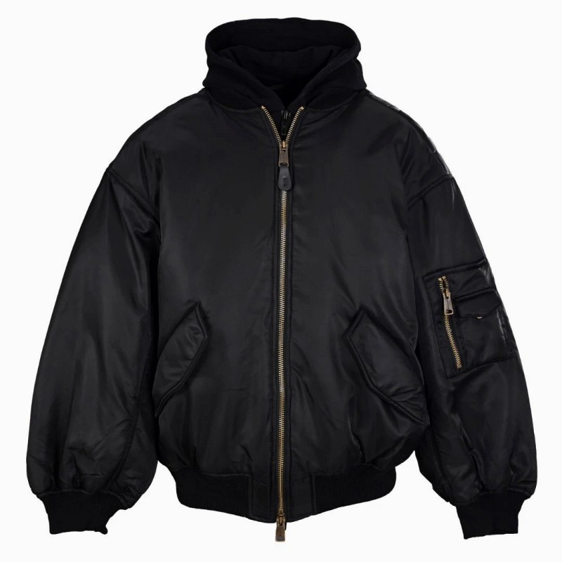 Balenciaga Black Bomber With a Five-Layer Hooded Build