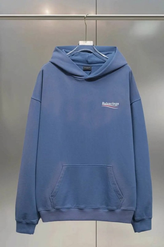 Balenciaga Washed-Blue Hoodie in 460gsm Cotton With Front-and-Back Print