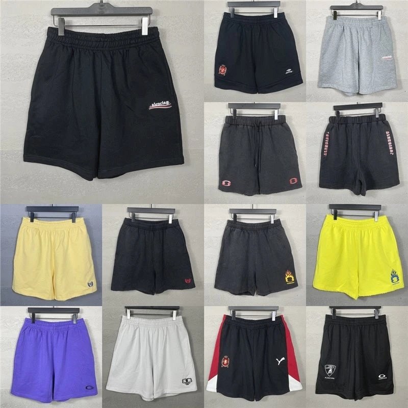 Balenciaga Flame Multicolor Athletic Shorts: Polyester Mesh, Mid-Thigh Cut, Sizes S–5XL