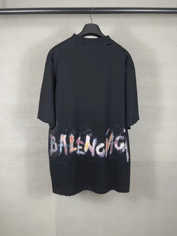 Balenciaga black graffiti-wheat tee in a 260gsm oversized drop-shoulder cut