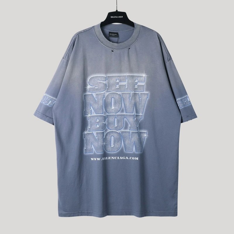 Balenciaga Blue Tee in an Oversized, Drop-Shoulder Cut
