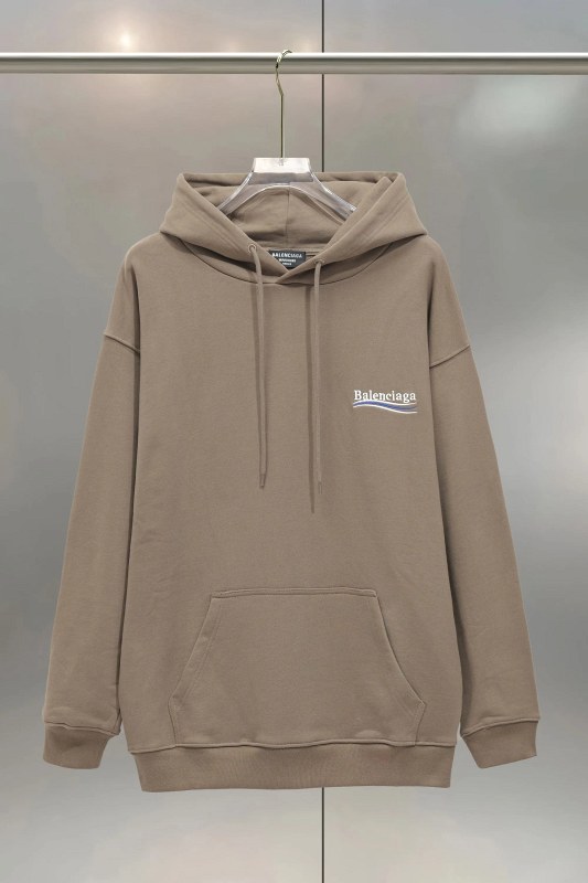 Balenciaga Khaki Hoodie in a Relaxed Cut, 480gsm Cotton With Front-and-Back 'Cola' Embroidery