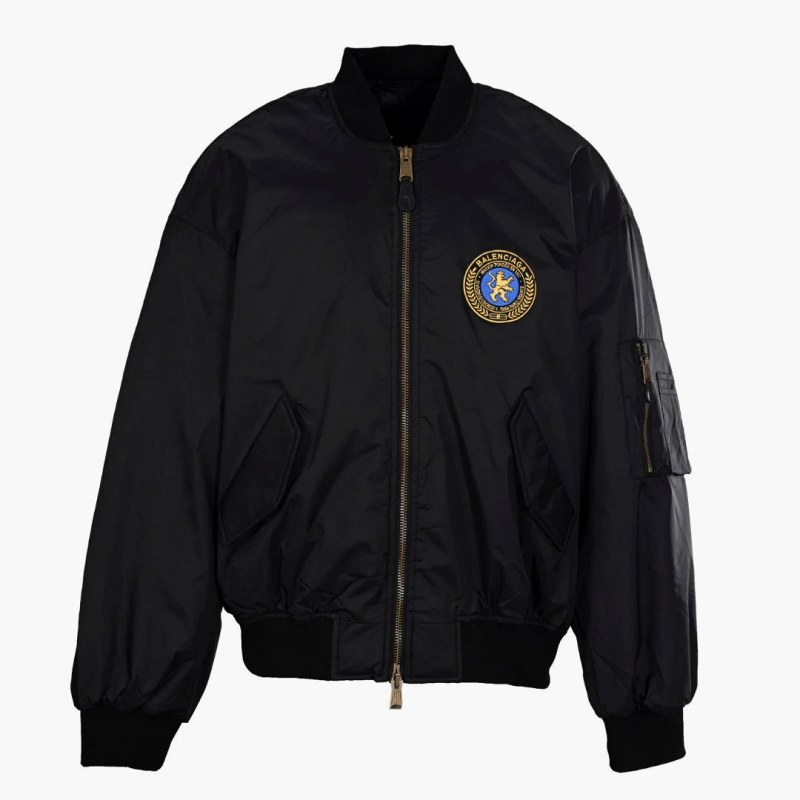 Balenciaga Collegiate Varsity Puffer in Black With Lampo Zip Hardware