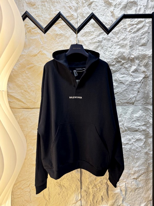 Balenciaga 25SS Embroidered Hoodie in 400g Loopback Cotton, Relaxed Fit