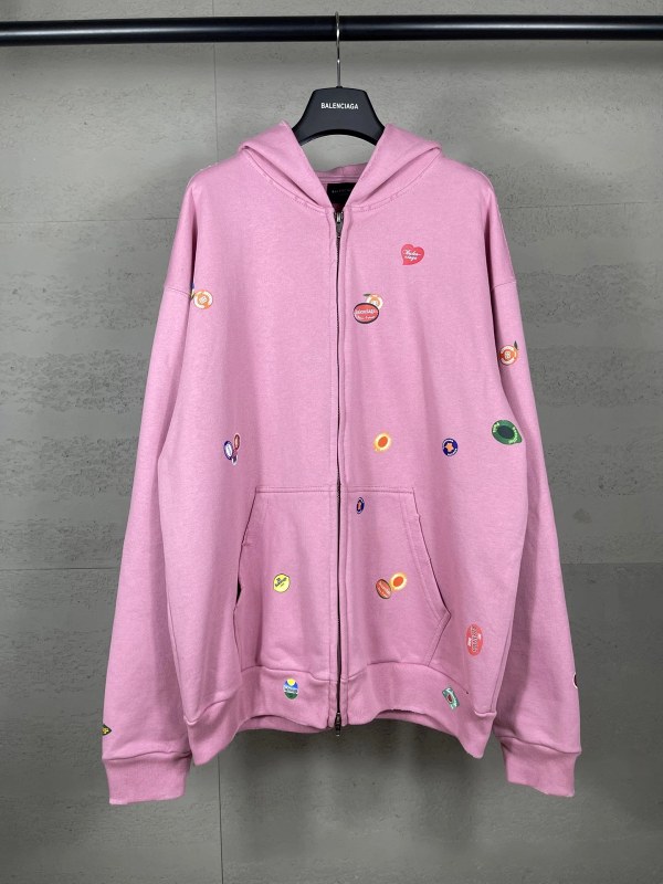 Balenciaga pink washed-finish hoodie in an oversized dropped-shoulder cut