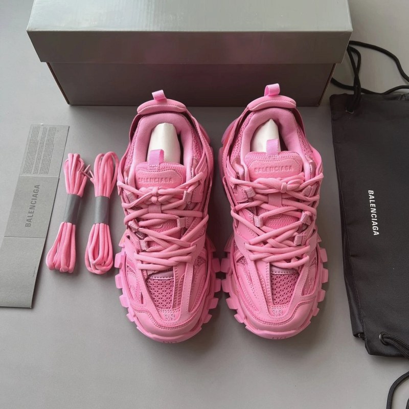 Balenciaga Track 3.0-style pink sneaker listed in sizes 35–46