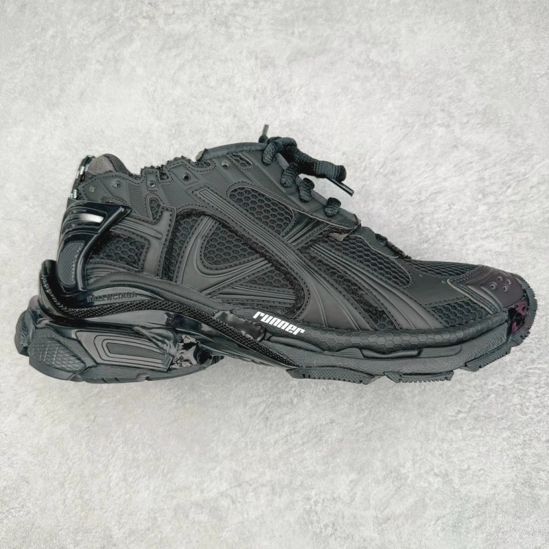 Balenciaga Runner low-top in black nylon and mesh with factory distressing