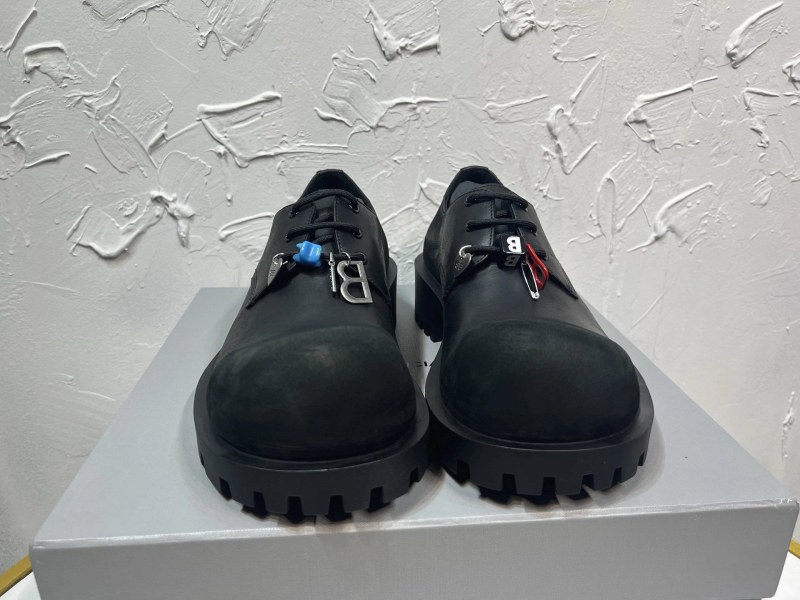 Balenciaga Hummer-Style Black Leather Sneaker with Toothed Outsole and Side Zip