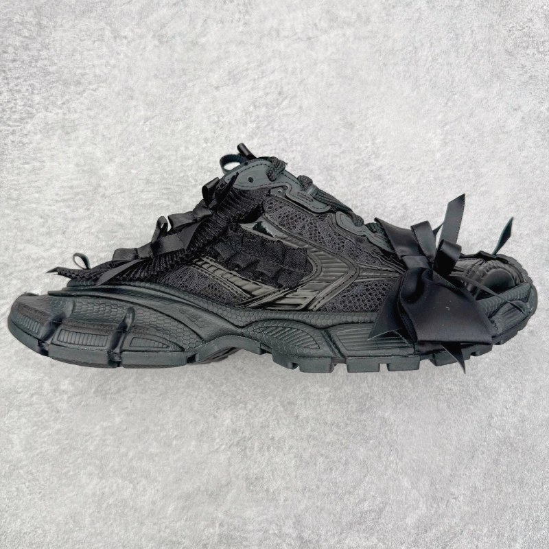 Balenciaga 3XL Mesh Sneaker in Black: Distressed Athletic Silhouette With Spare Front Laces