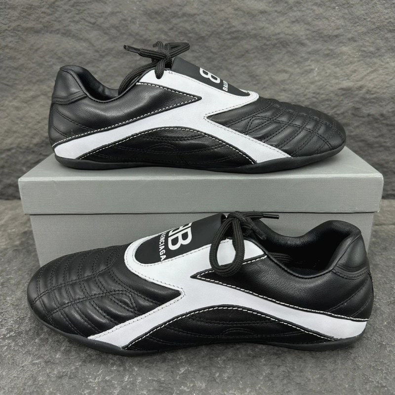 Balenciaga Zen Low-Top in Black/White: Leather-Free Polyurethane Build, Hidden Lacing, EU 35–40