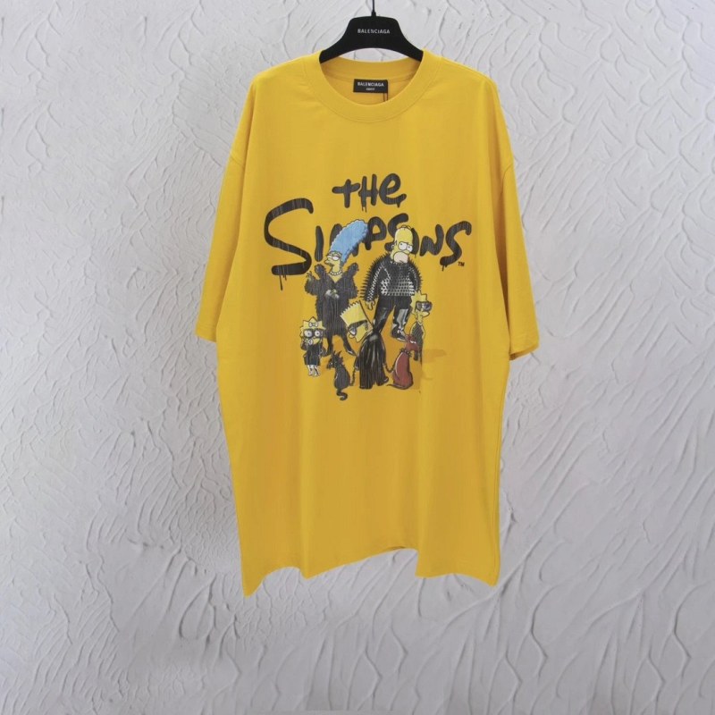Balenciaga Simpsons Crackling-Print Tee in Yellow: Oversized, Drop-Shoulder Cut in XS–L