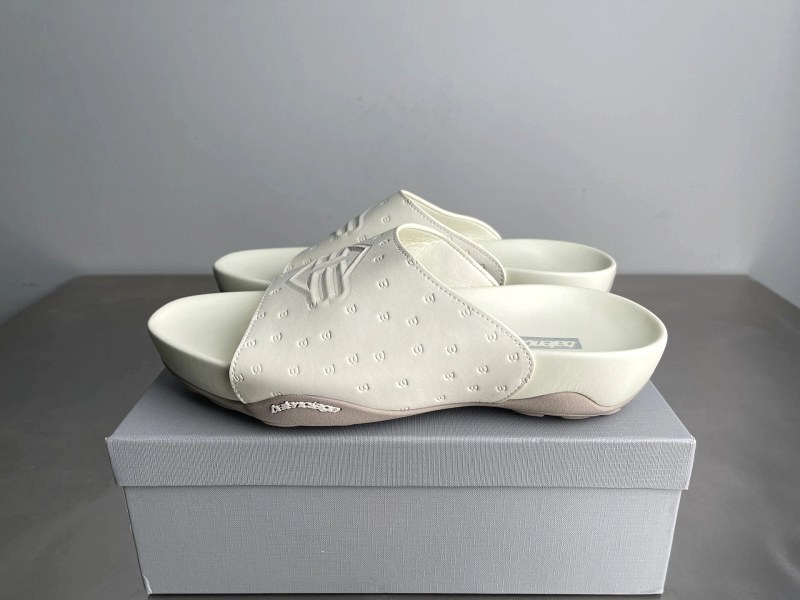 Balenciaga Monday Ultra Slide in Gray: Distressed Fabric Upper on a 4.5 cm Chunky Sole