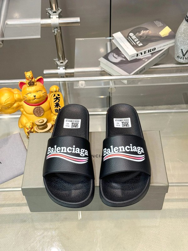 Balenciaga Gray Slides: Casual PU Slip-Ons Listed in Sizes 38–46