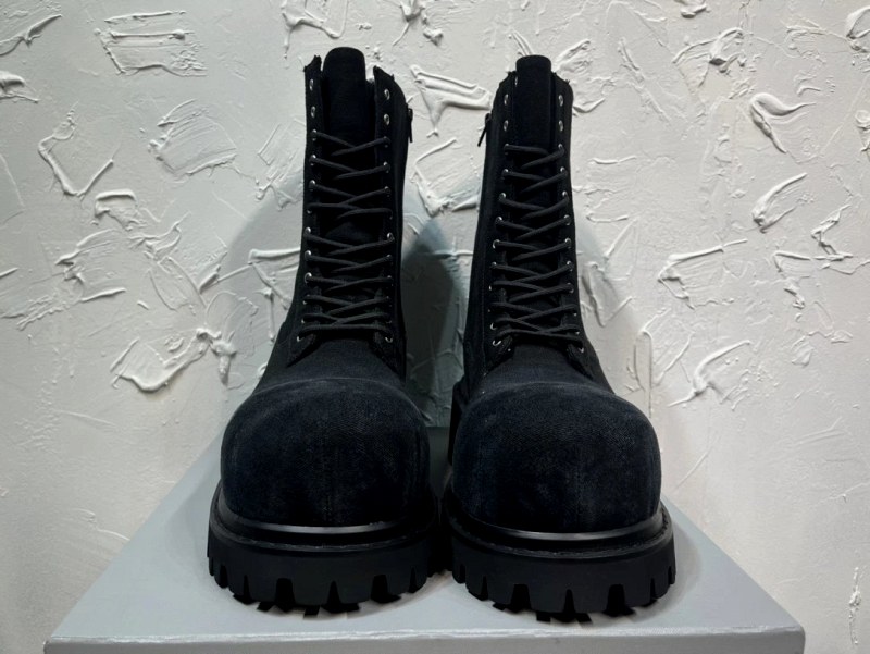 Balenciaga Stomper-Style Lace-Up Boot Copy With Side Zip and Toothed Foam Outsole