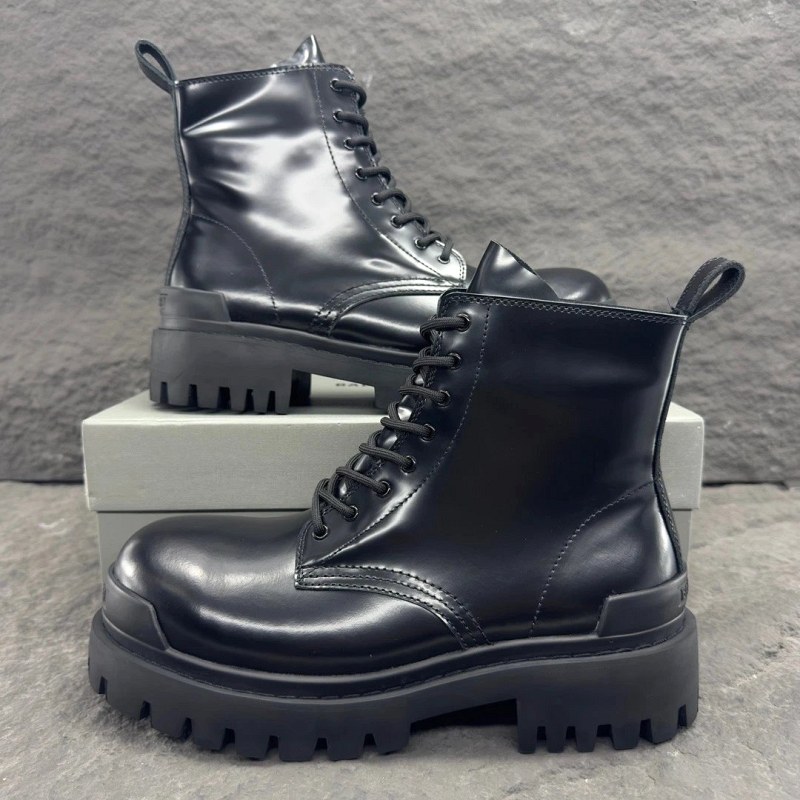 Balenciaga Strike mid-calf boot in matte black calf leather with lug sole