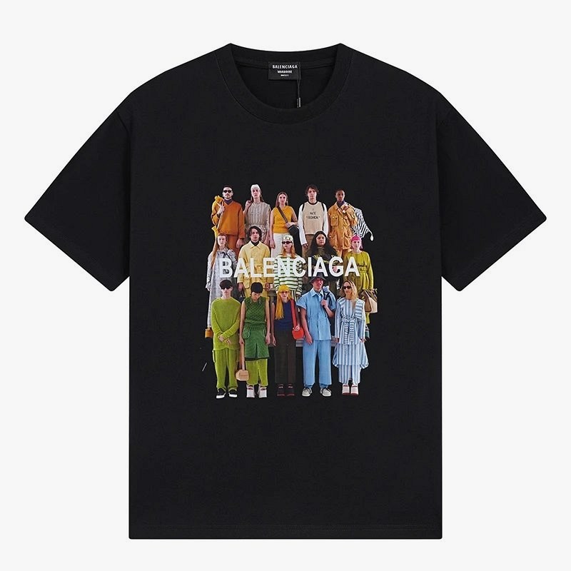 Balenciaga Black Graphic Tee in 260g Combed Cotton With an Oversized Cut