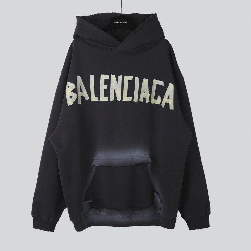 Balenciaga Tape-Print Hoodie in a Heavyweight Washed Cotton Relaxed Cut