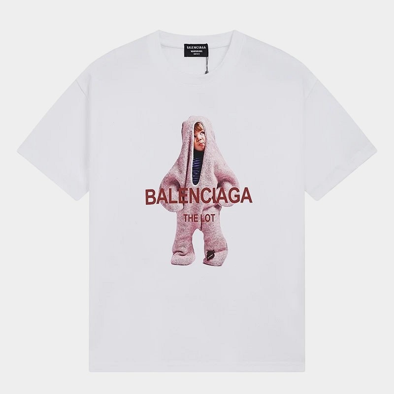 Balenciaga White Short-Sleeve Tee in 260gsm Combed Cotton, Loose Fit