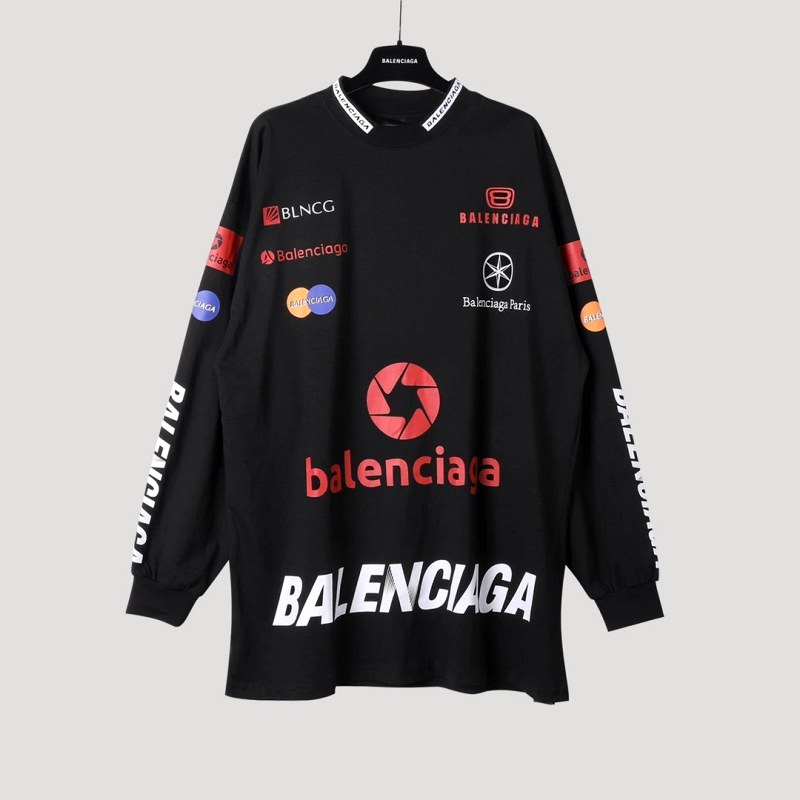 Balenciaga Black Multi-Logo Print Top — Listed as Washed 240gsm Cotton, XS–L